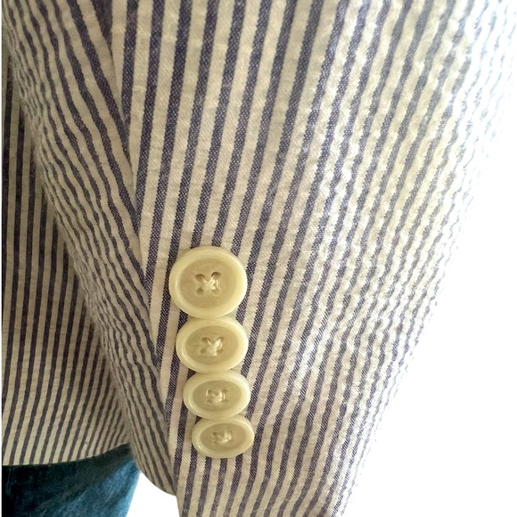 Saddlebred men’s sport coat size 38 regular 100% cotton blue white newer prep - Picture 9 of 13